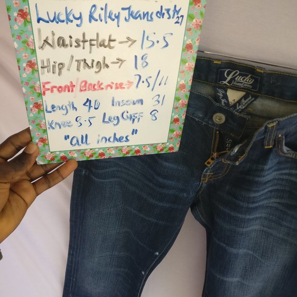 LB RILEY BOOTCUT JEANS in distressed BLUE WASH w4/27 +MEASUREMENTS - Picture 4 of 9